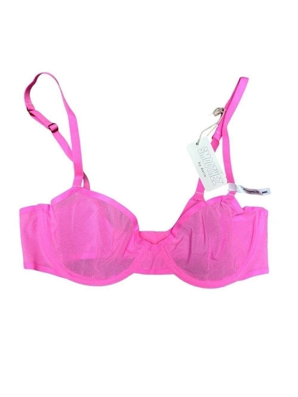 Aerie NWT Women's Balconette Pink Mesh Underwired Adjustable Straps Size…